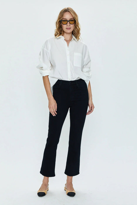 Lennon High Rise Crop Boot Cut - DARK VINYL