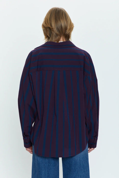 Sloane Oversized Button Down Shirt - Aubergine Cobalt