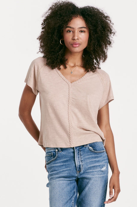 Raya Braid Trim Top in Warm Sand