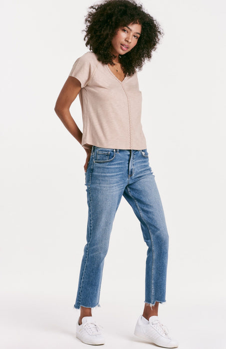 Raya Braid Trim Top in Warm Sand