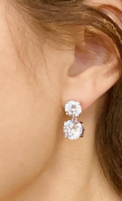 Double Diamond Dangle Earrings