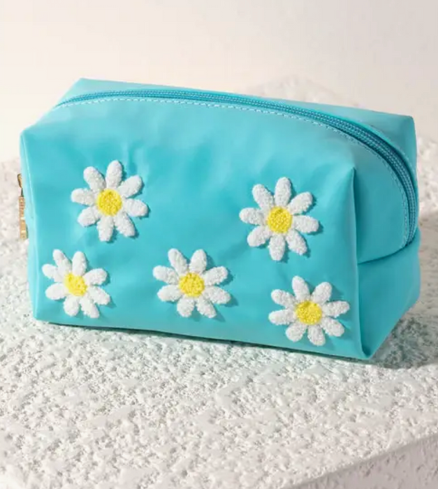Joy Daisy Zip Pouch, Turquoise