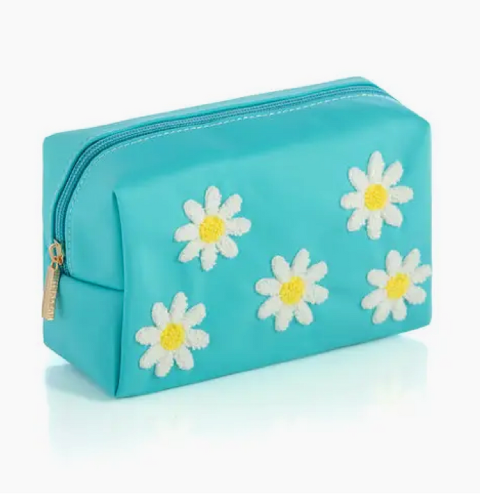 Joy Daisy Zip Pouch, Turquoise