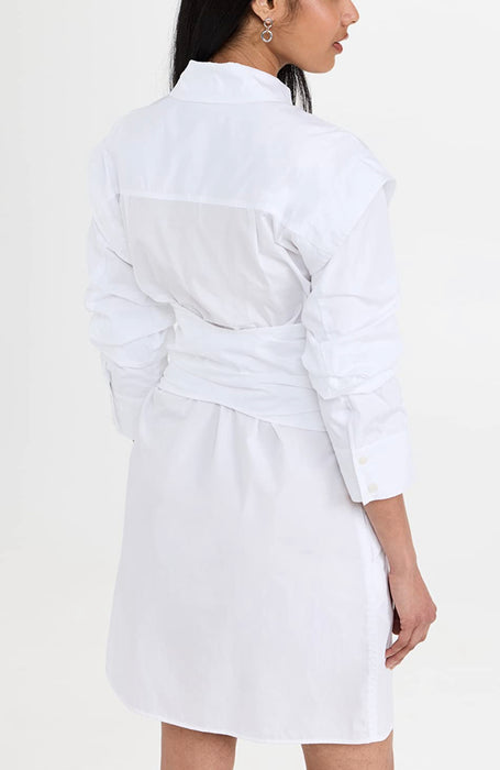 Skylar Zip Front Shirt Dress - White