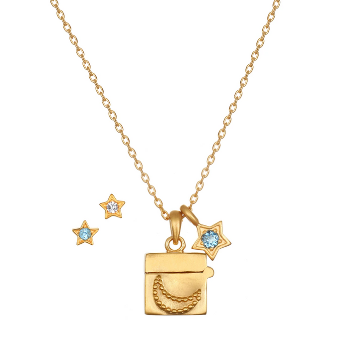 Keeper of Hope Star and Moon Locket Necklace