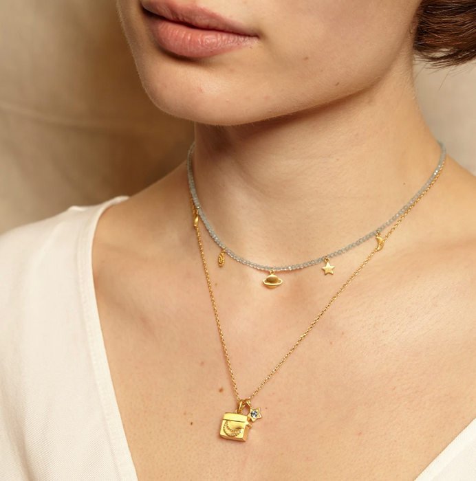 Keeper of Hope Star and Moon Locket Necklace