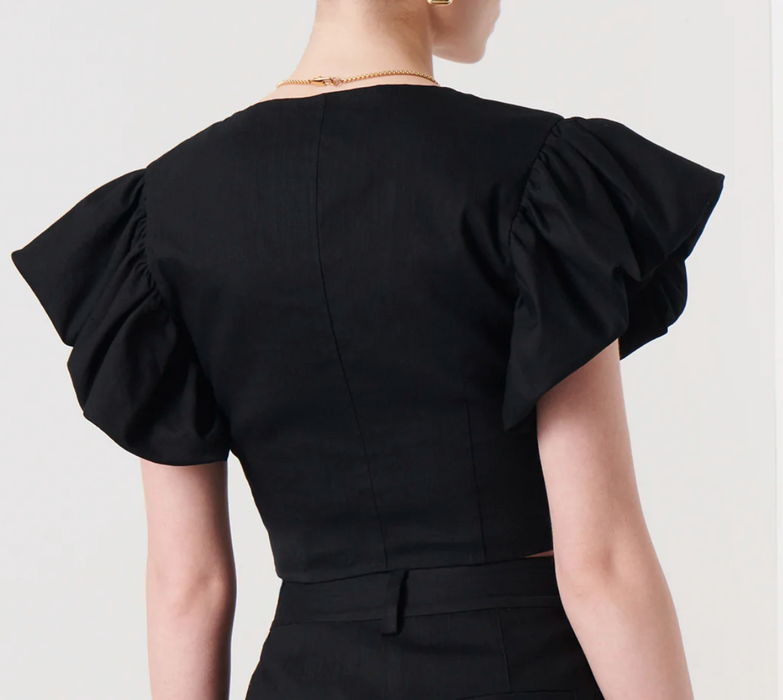 Genna Balloon Sleeve Bustier Top - Black