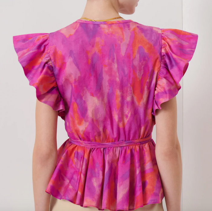 Ember V-Neck Wrap Top - Fuchsia Multi