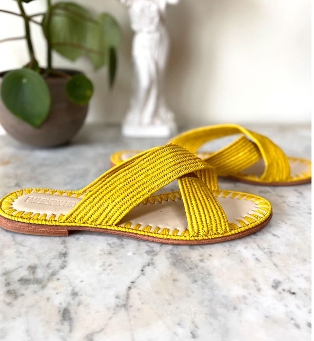 Woven Open Toe Slide - Sun Yellow