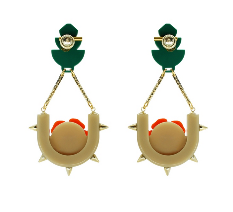 Rose and Leaf Earring
