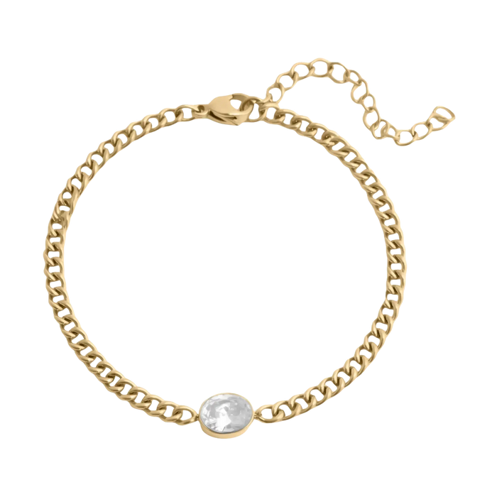 Curb Chain Oval Zircon Bracelet