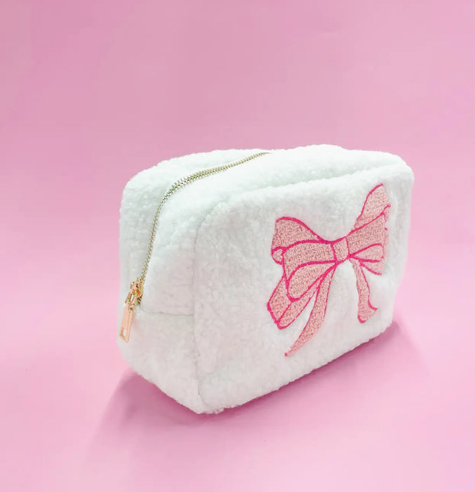 Pink Bow Teddy Makeup Bag