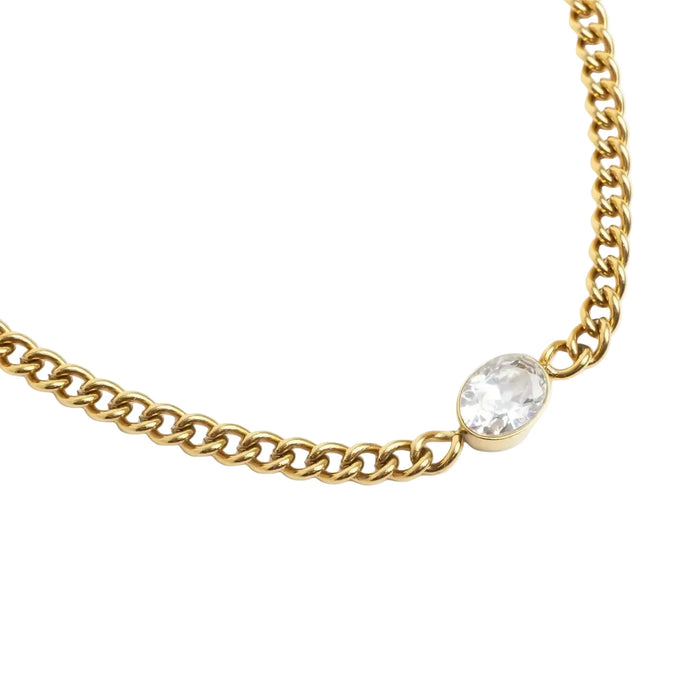 Curb Chain Oval Zircon Bracelet