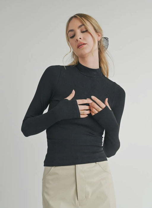 Ronan Mock Neck Top - Black