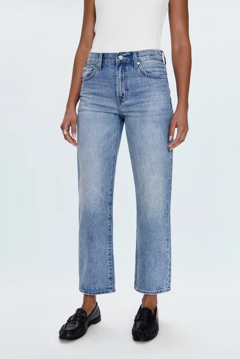 Lexi Mid Rise Bowed Straight Jeans- BOWIE