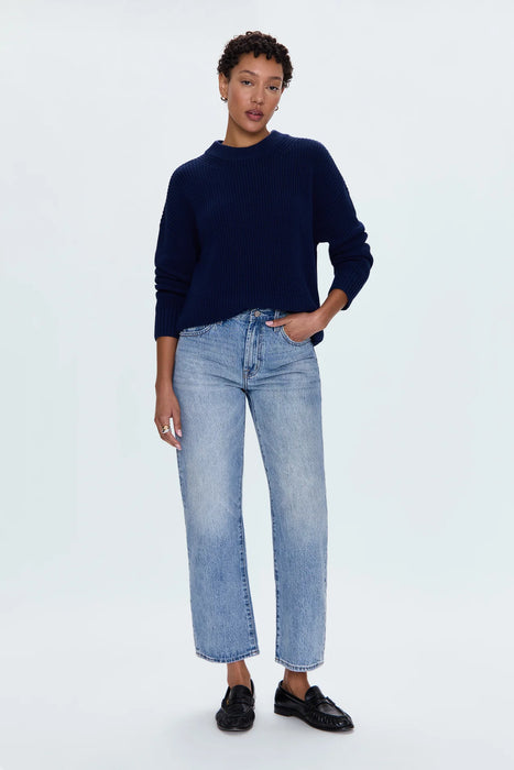 Lexi Mid Rise Bowed Straight Jeans- BOWIE