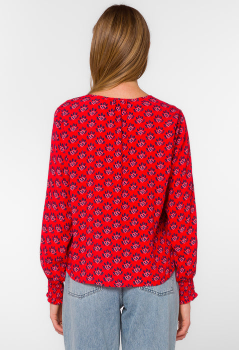 Penny Top in Abstract Red Leaf