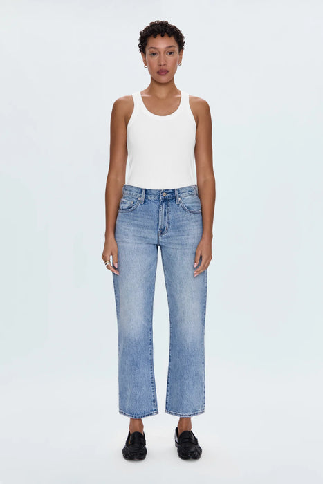 Lexi Mid Rise Bowed Straight Jeans- BOWIE