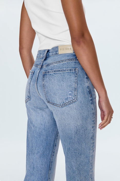 Lexi Mid Rise Bowed Straight Jeans- BOWIE