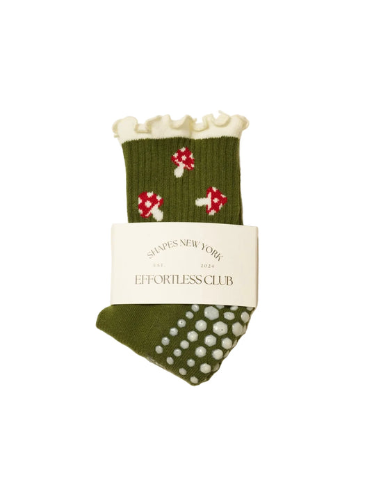 Mushroom Ruffle Grip Socks