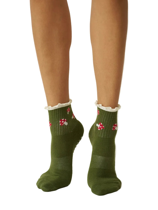 Mushroom Ruffle Grip Socks