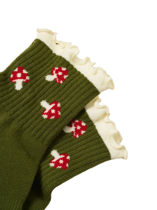 Mushroom Ruffle Grip Socks