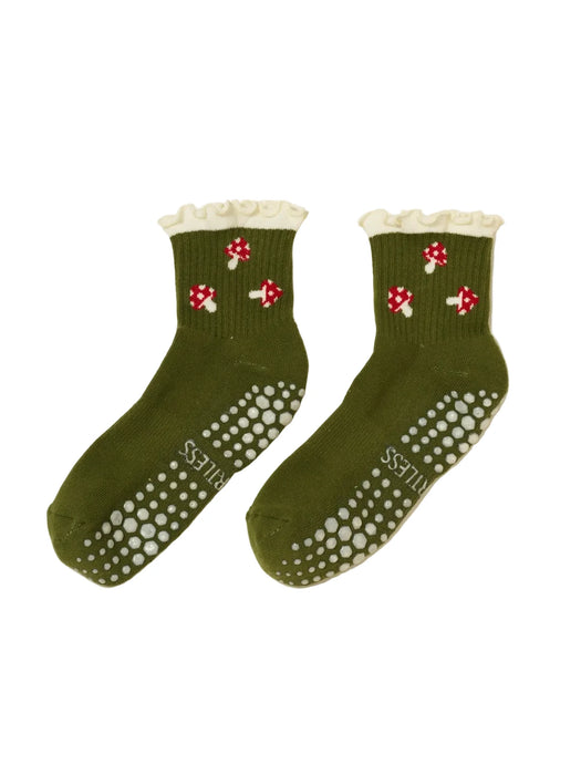 Mushroom Ruffle Grip Socks