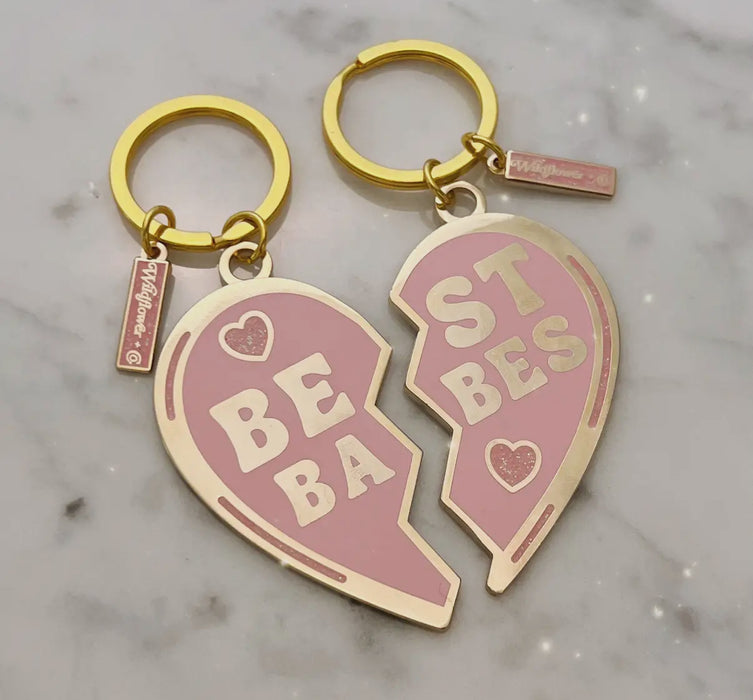 Best Babes Split Heart Keychain S/2