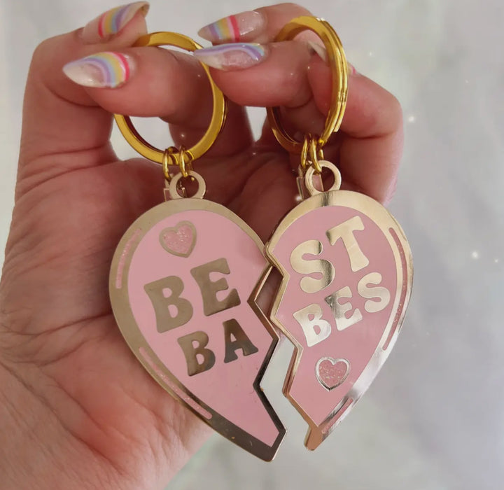 Best Babes Split Heart Keychain S/2