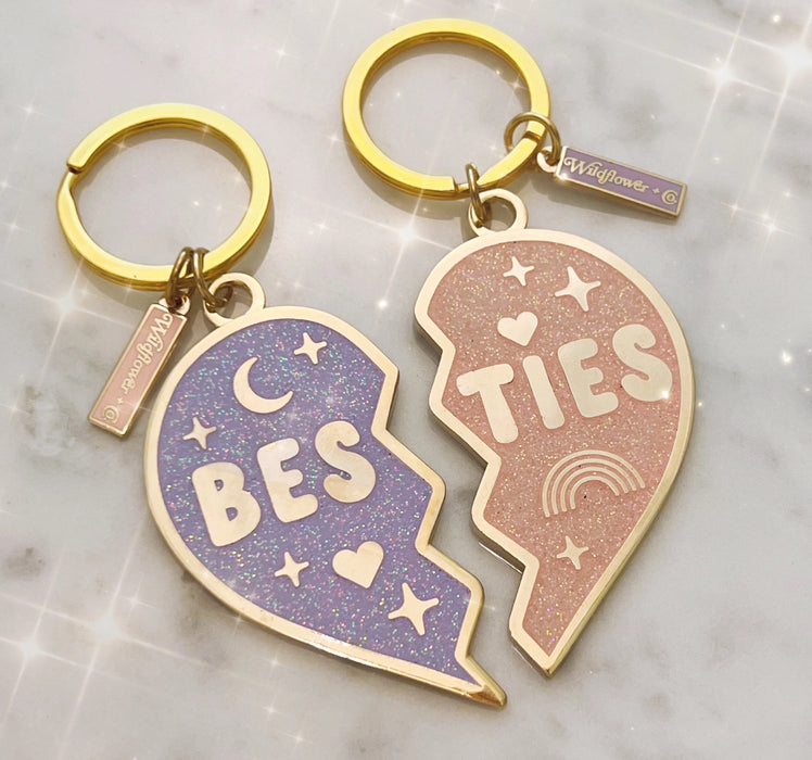 Besties Split Heart Keychain S/2