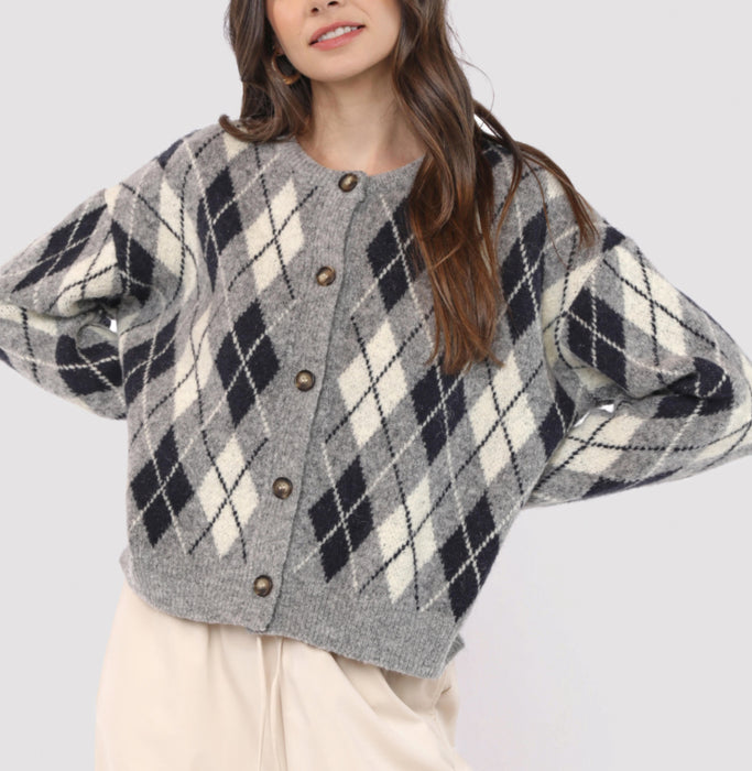 Argyle Sweater Cardigan