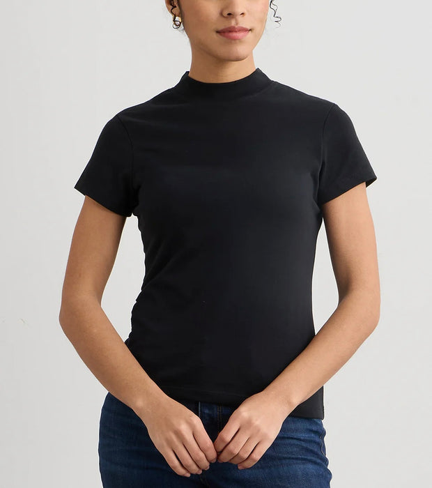 Short Sleeve Mock Neck Top
