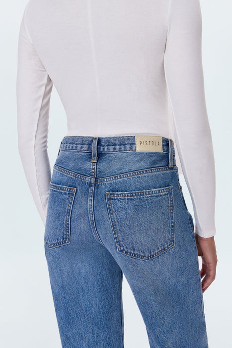 Lexi Mid Rise Bowed Straight Jean -  METROPOLIS