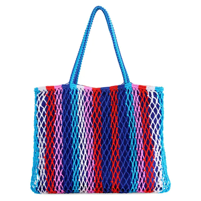 Braziliana Stripe Tote,Blue
