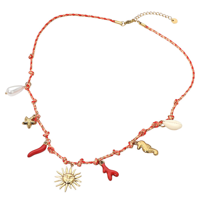 Sunburst Beaded Thread Necklace