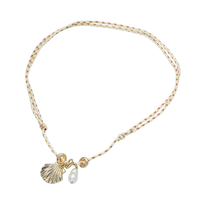 Boho Shell Pearl Cord Necklace