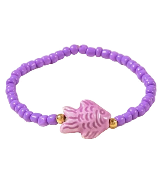 Ceramic Fish Beaded Stretch Bracelet