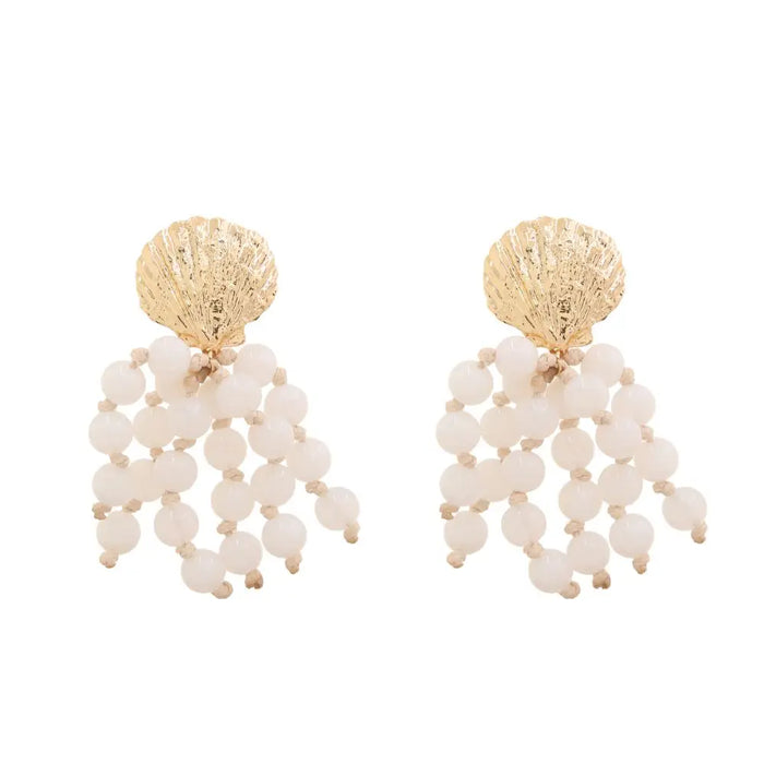 Beaded Cluster Shell Earrings