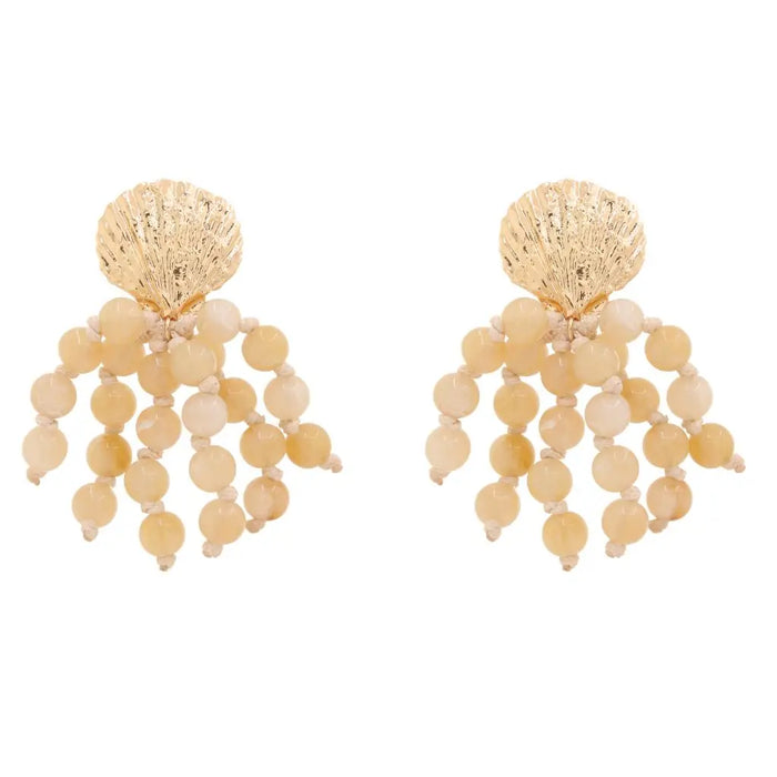 Beaded Cluster Shell Earrings