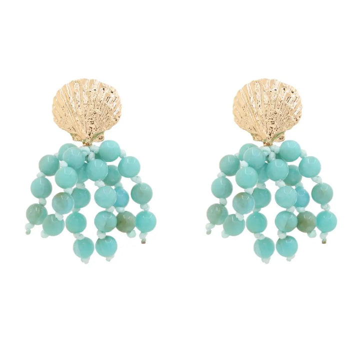 Beaded Cluster Shell Earrings