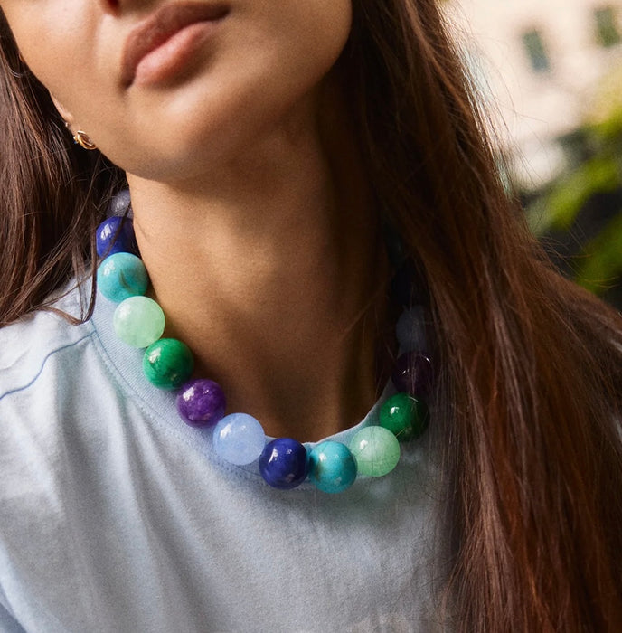 Blue Hues Bauble Beaded Necklace