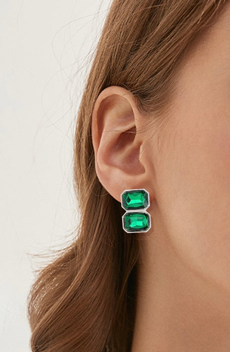 Crystal Square Drop Earrings