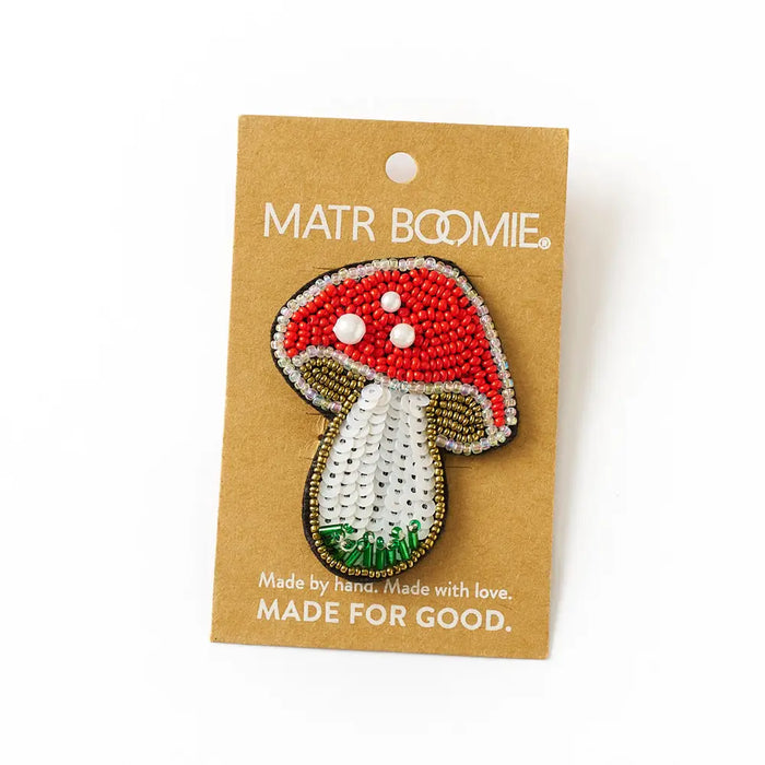 Beaded Mushroom Brooch