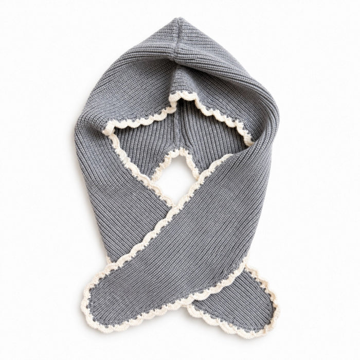 Scallop Trim Balaclava Hooded Scarf