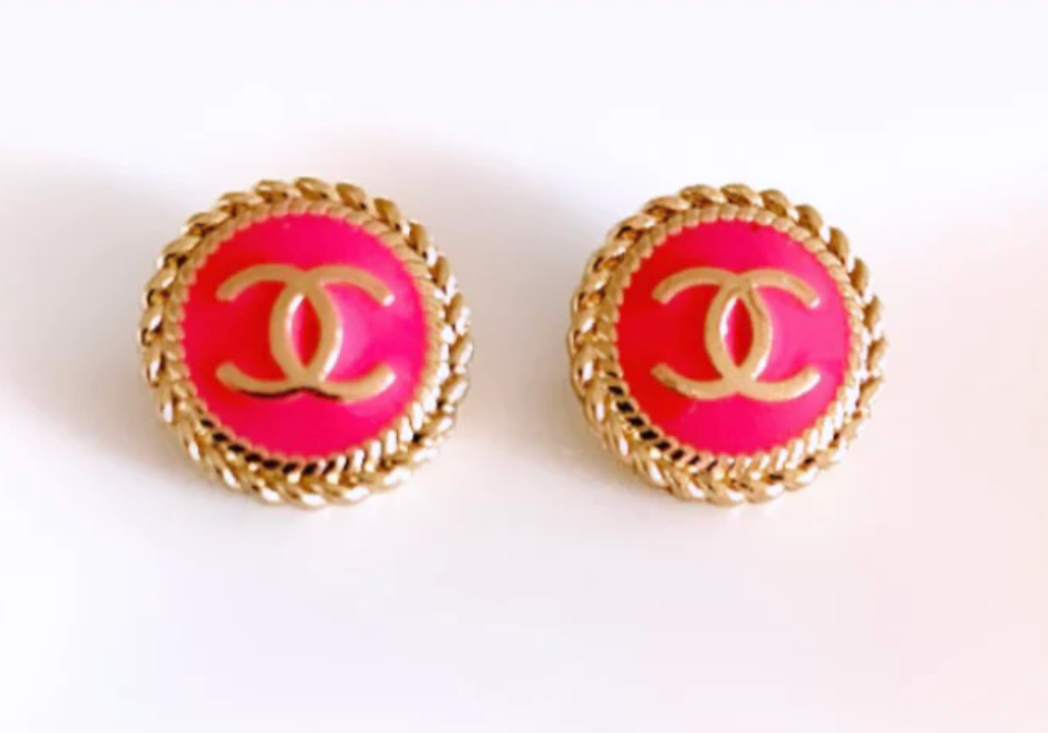 The Hot Pink Medallion Stud Earrings
