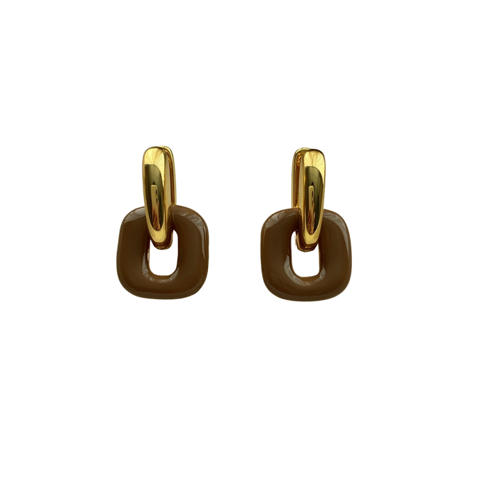 Brown & Gold Dangle Earrings
