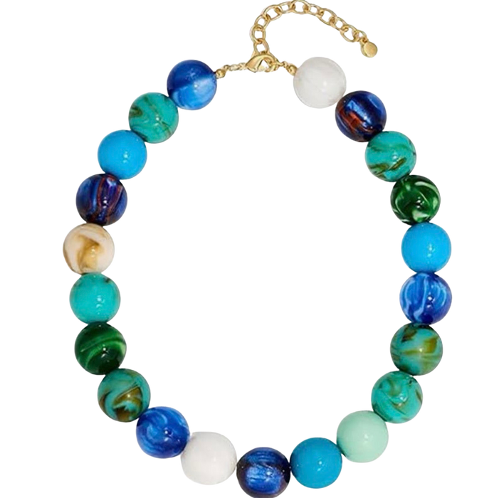 Blue Hues Bauble Beaded Necklace