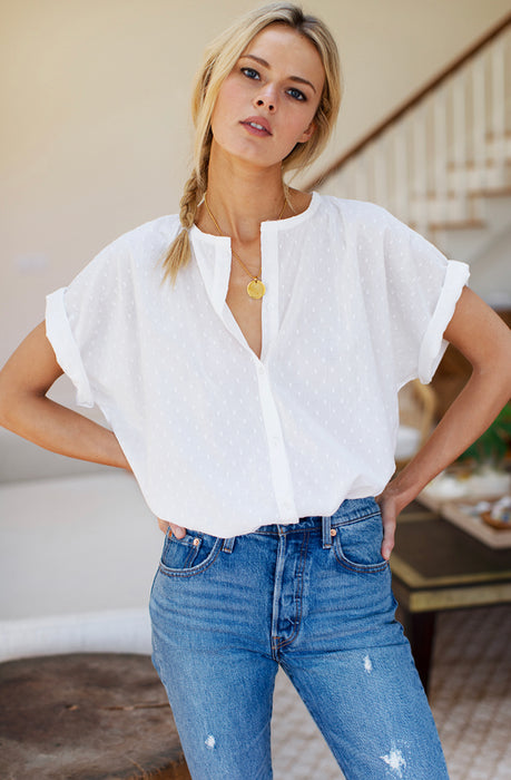 India Button Down - Ivory Dots