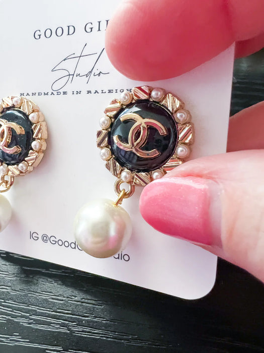 Pearl Dangle Repurposed Earrings