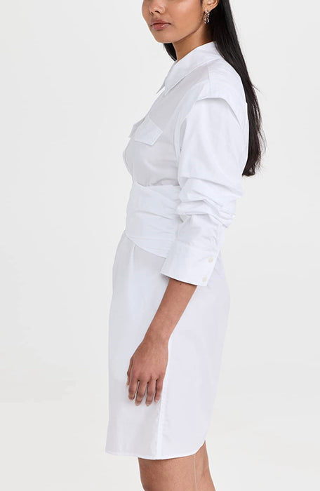 Skylar Zip Front Shirt Dress - White